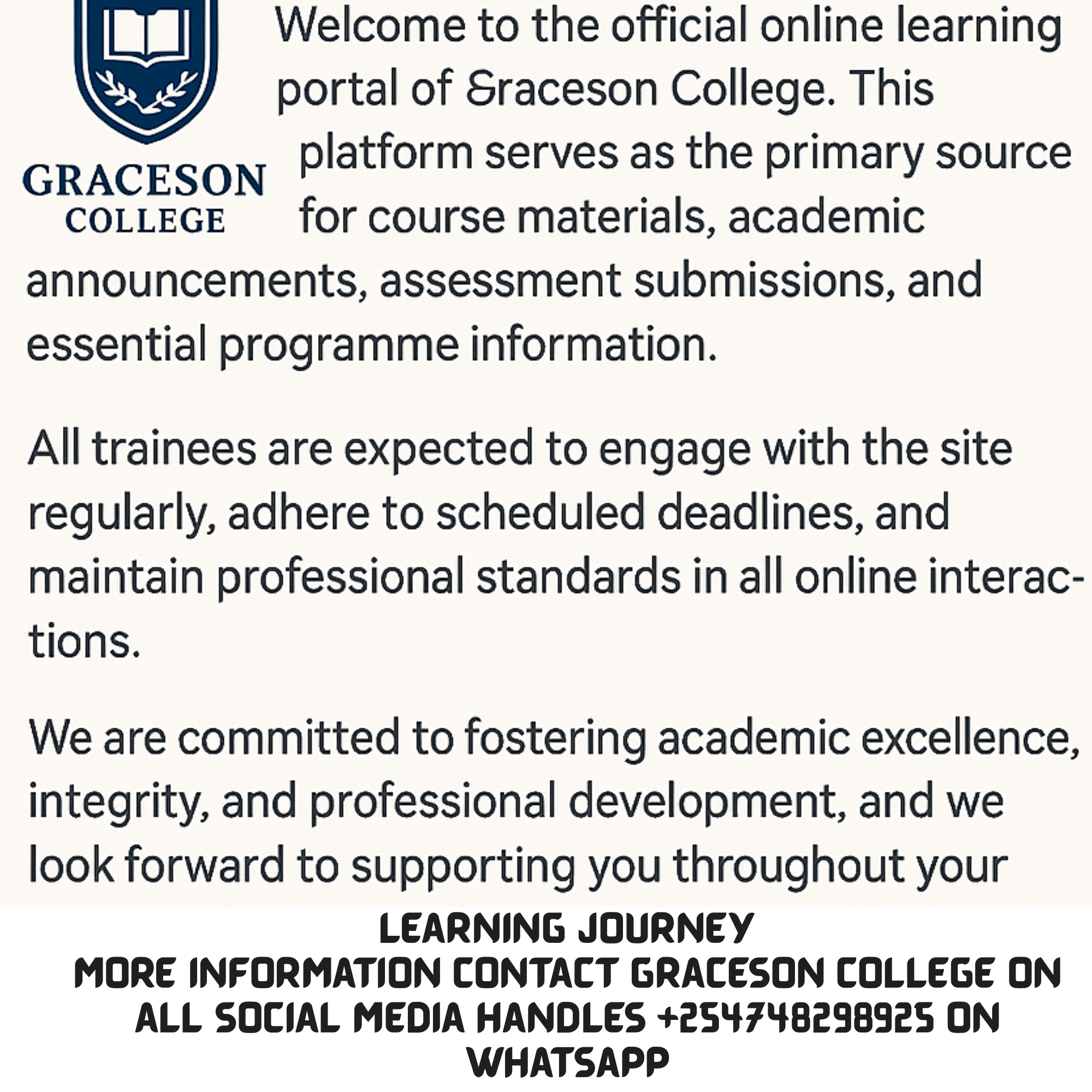 Welcoming to Graceson college 